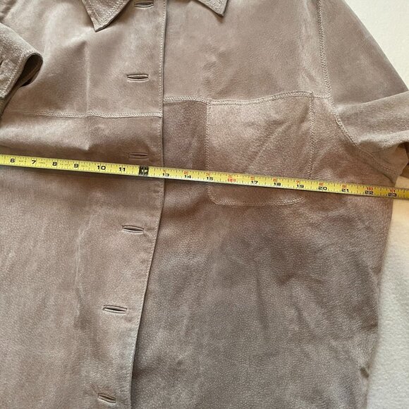 Utex Design suede shirt/jacket grey/sand tone women size L. Western - Picture 6 of 12